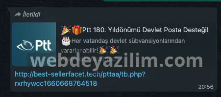 PTT 180. Yıl dönümü Devlet Posta Desteği WhatsApp
