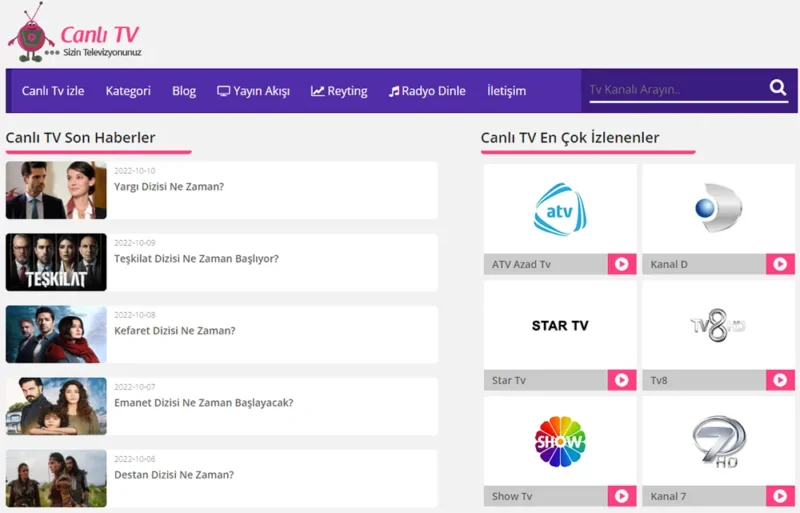 Canlı TV izleme programı