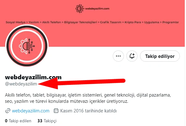 Twitter hesap linkini kopyalamak aynı
