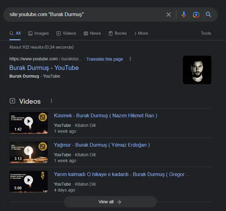 google'da bir sitede geçen kelimeleri aratma