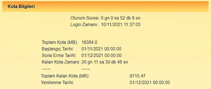 Adım 3: Kota Bilgileri'ne tıklayın / dokunun