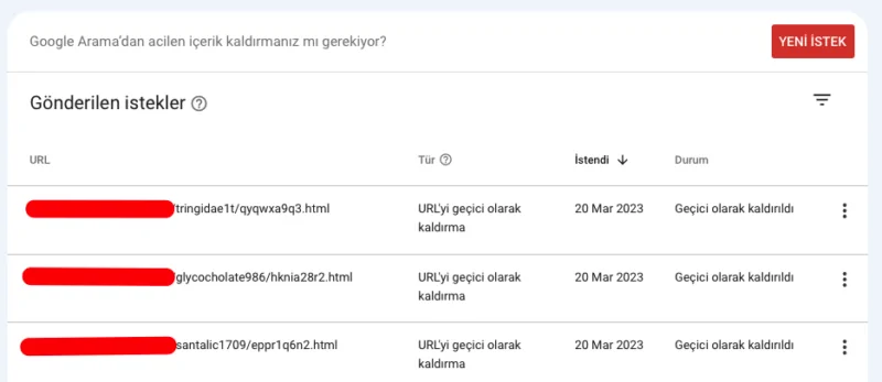 Google Search Console URL Kaldırma Aracı