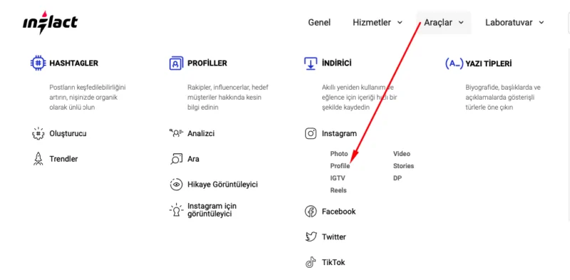 Inflact ile Instagram profil fotoğrafı indirme