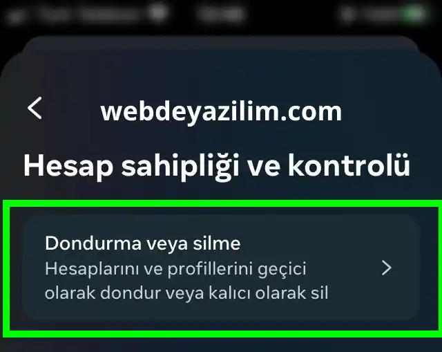 Instagram kalıcı hesap silme adımı