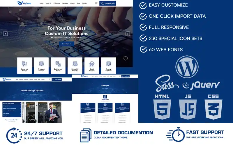 Bilgi Teknolojileri (BT) ve Yazılım Şirketleri İçin Webona WordPress Teması