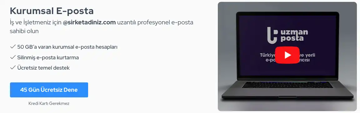 Uzman Posta ile kurumsal E-Posta Hesabı Açma