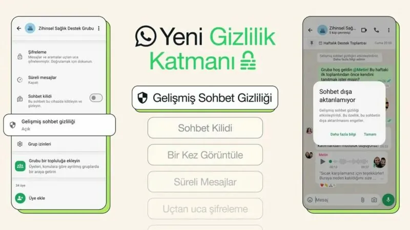 WhatsApp’tan Yeni Bir Güvenlik Adımı: Gelişmiş Sohbet Gizliliği Özelliği Kullanıma Sunuldu