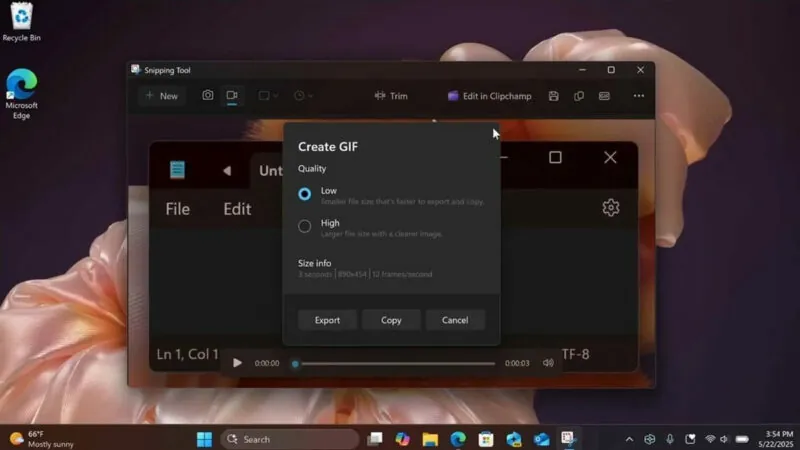 Windows 11’e GIF Kaydı Özelliği: Snipping Tool Artık Daha Yetenekli